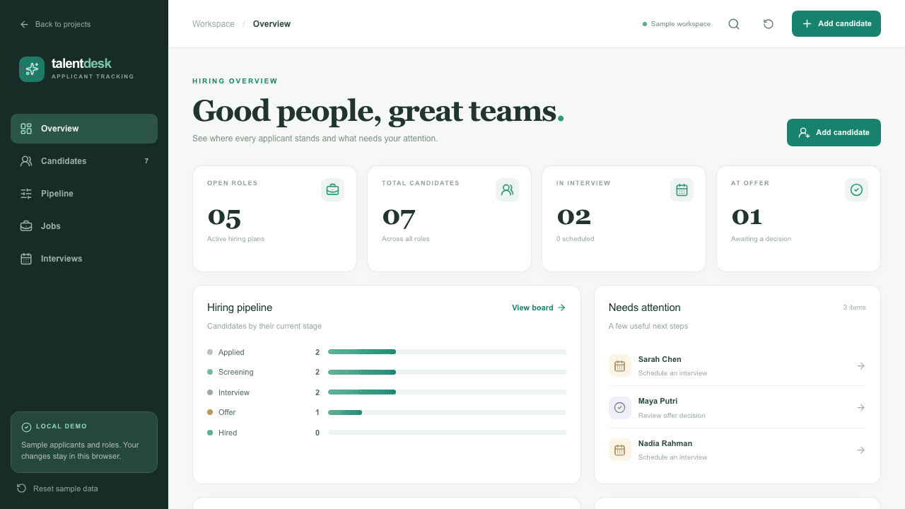 Talent Desk ATS project preview