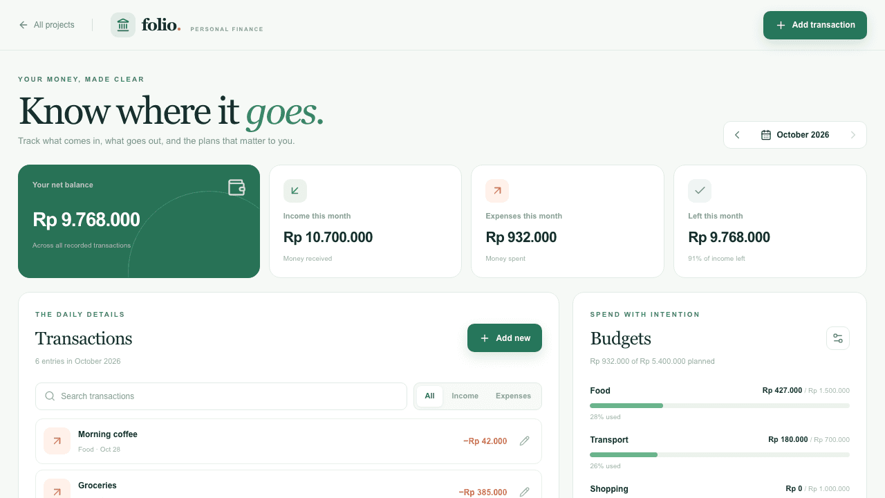 Finance Tracker project preview