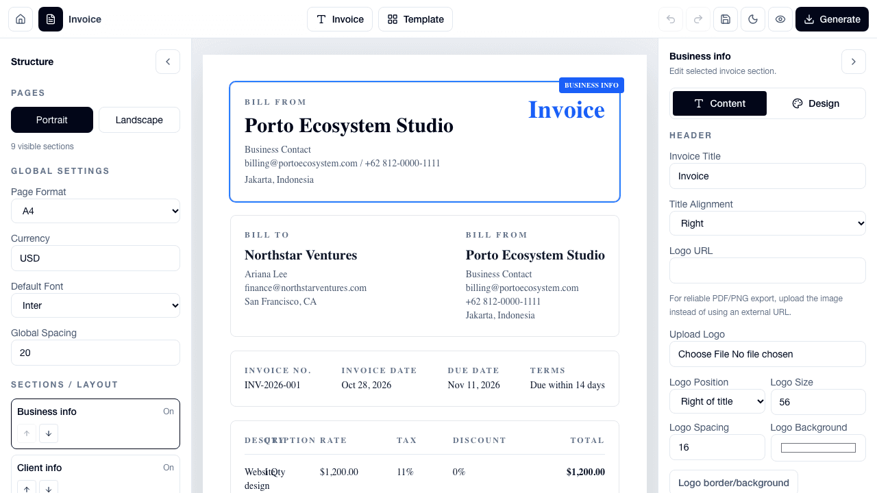 Invoice Generator project preview
