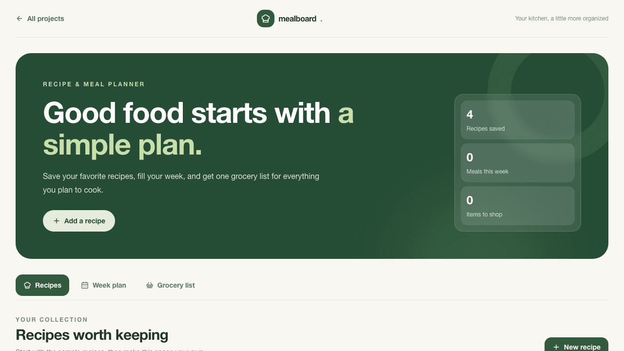 Recipe & Meal Planner project preview