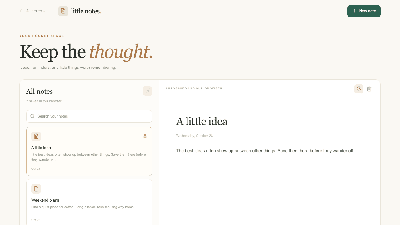 Pocket Notes project preview