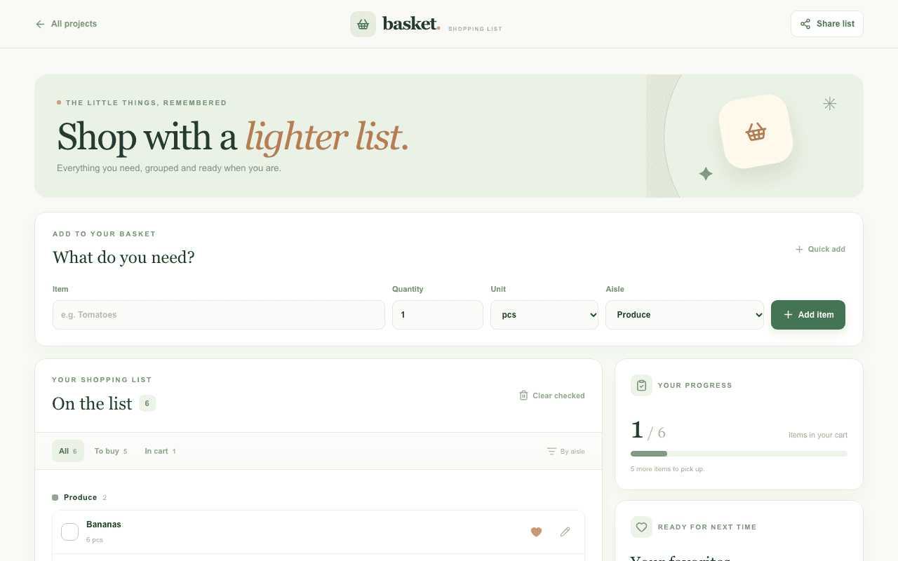 Shopping List project preview