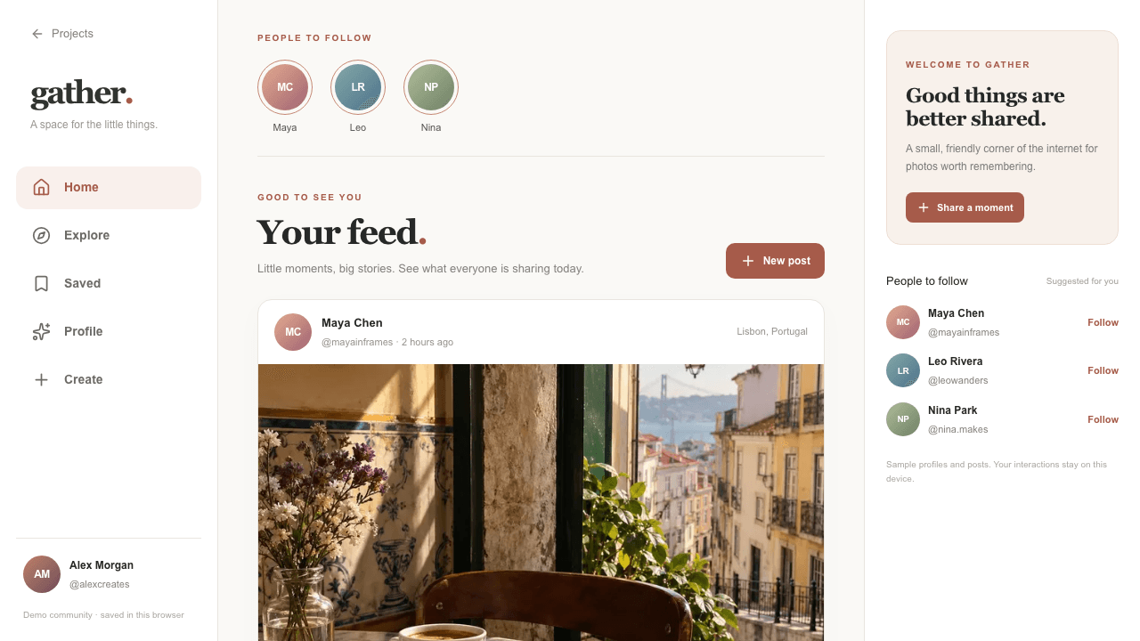 Gather Social project preview