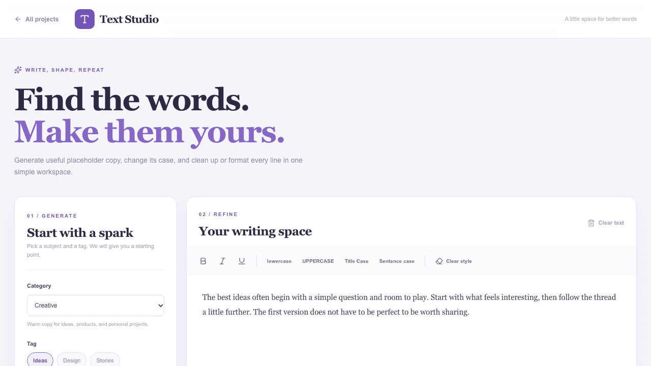 Text Studio project preview